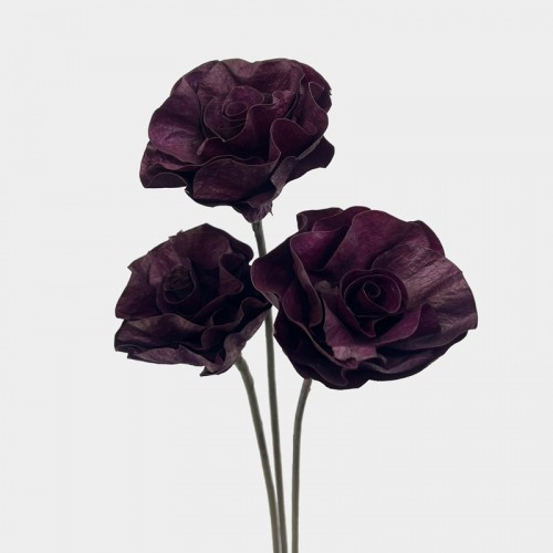 Dried Rose Sola - Purple (3 Stems) Dried Rose Sola - Purple (3 Stems)